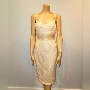 Missguided very pale pink knee length dress with lace size 12 NWT